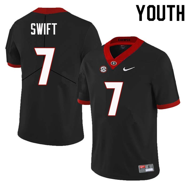Youth Georgia Bulldogs #7 DAndre Swift College Football Jerseys Sale-Black